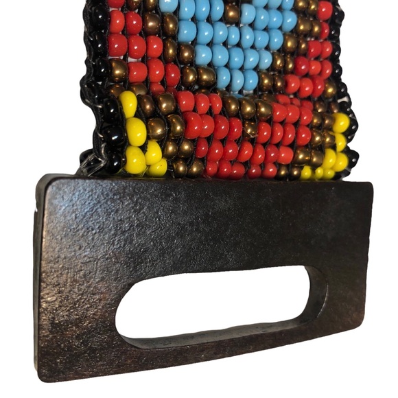 Beaded Belt, Southwestern, Carved Wood Buckle, Adjustable, Elastic, Stretchy - Picture 17 of 17